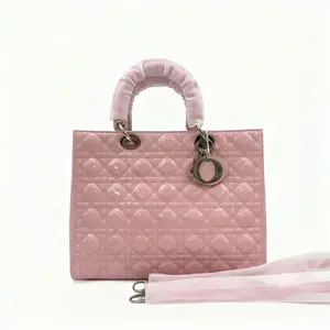 Pre-owned Dior large pink patent leather Princess Diana bag HZ