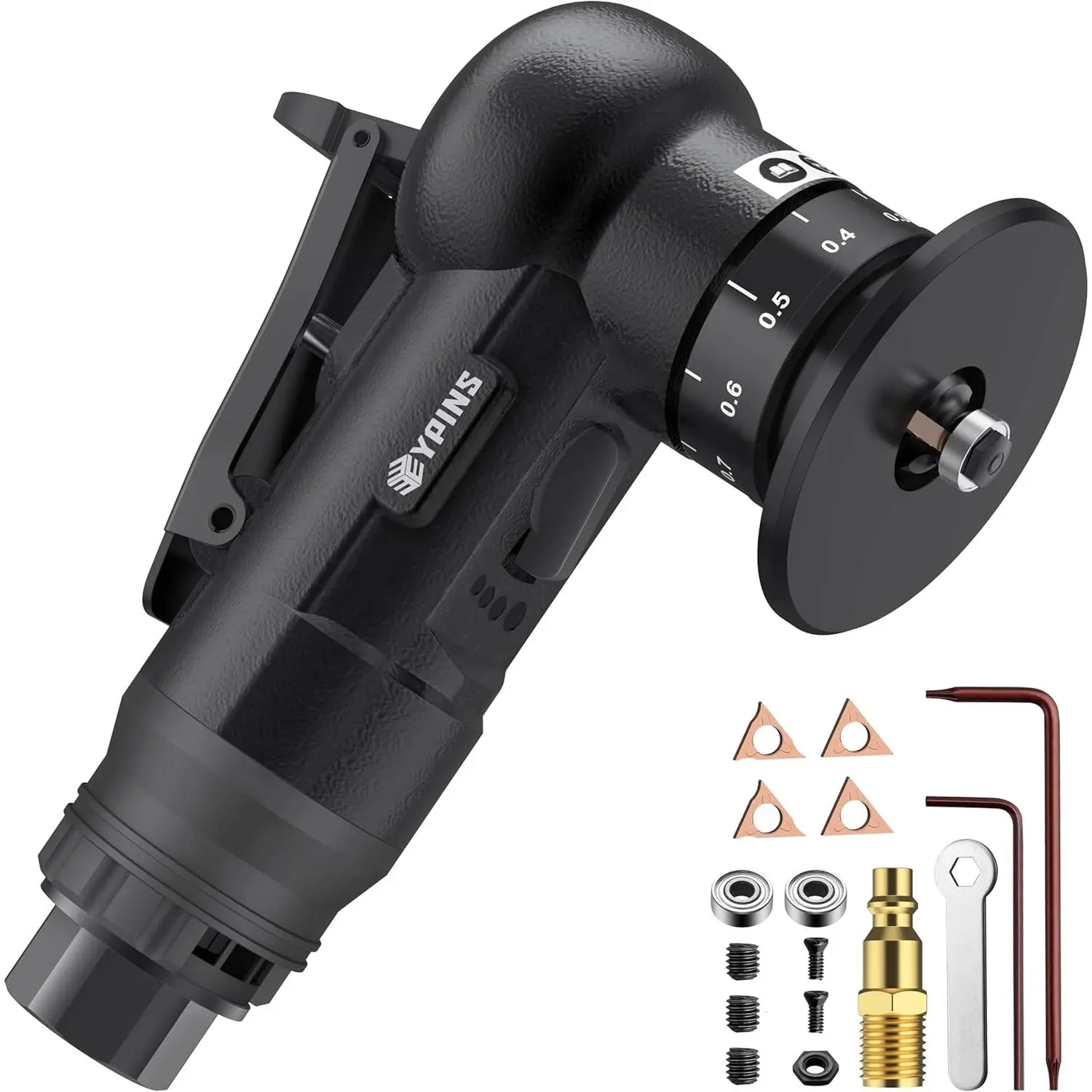 EYPINS Air Chamfer Tool,Pneumatic Chamfering Machine for Metal Round Corner,45 Degree Arc,30000 RPM,1/4" Air Deburring Trim Beveling Tool for Metal,Steel,Aluminum,Brass,Acrylic,Wood,C/R blade Angle Grinding Tools Angle Grinders Tool Box