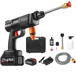 Cordless Pressure Washer 21V Lithium Battery 60 Min Portable High Pressure Car Washer for Car Fence Wall Deck Cleaning with 2 Rechargeable Batteries