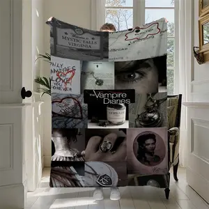 The Vampire Diaries themed printed flannel blanket, soft, comfortable and durable, suitable for sofa, bedroom, office, ideal gift
