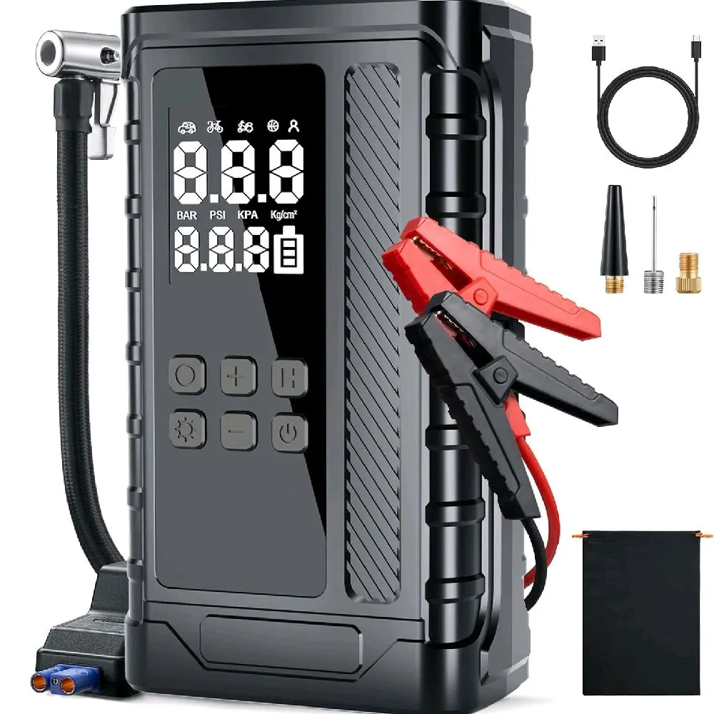 Multifunction car jump starter kit with Air inflator LED light charger Port Vehicle