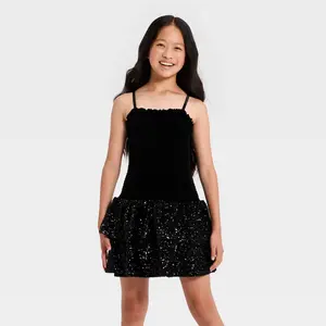 Girls' Stretch Velvet Sequin Dress - art class