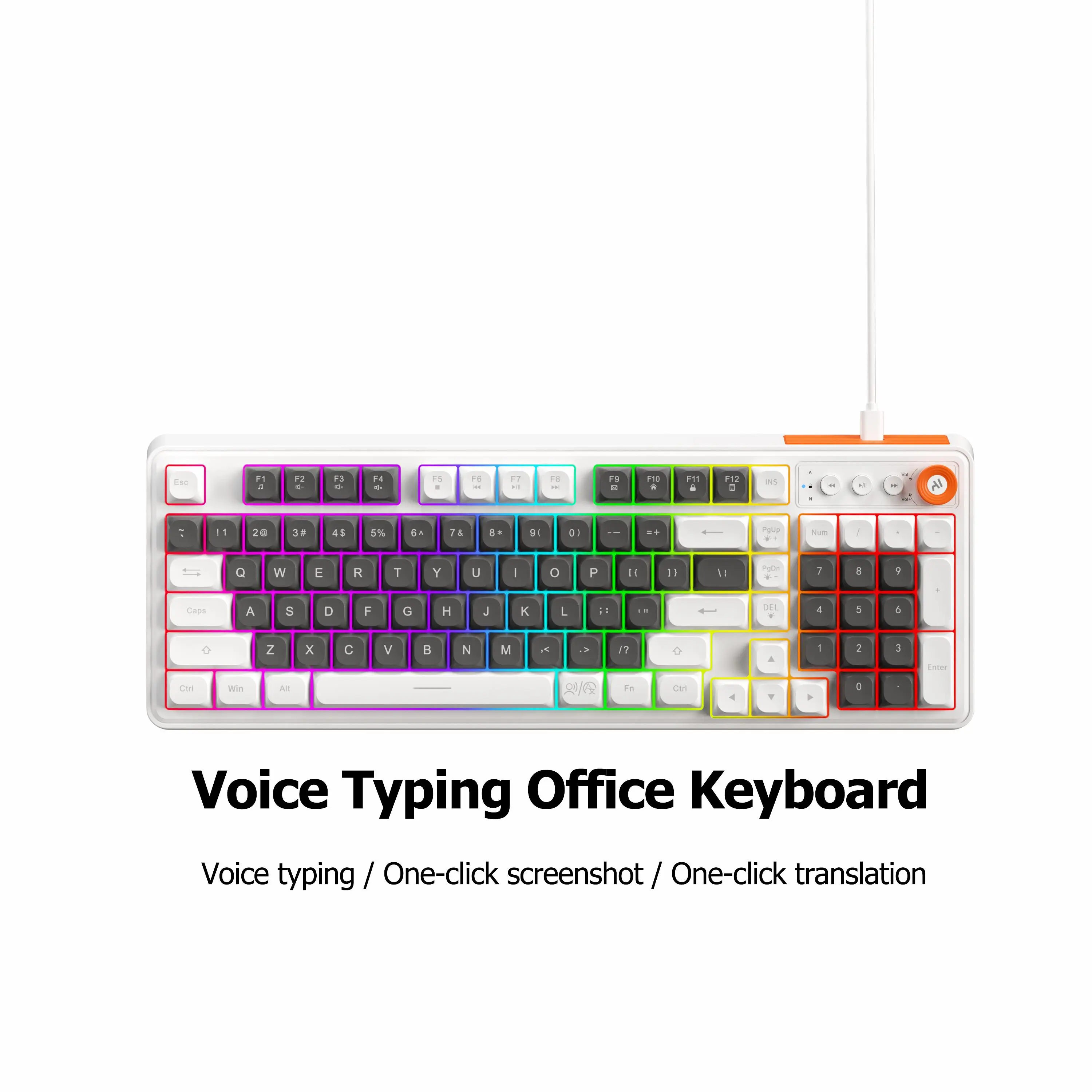 Smart Office Mechanical Keyboard - 98-Key Compact USB Wired Keyboard with LED Backlit, Mechanical Switch, Universal Multi-Device Compatibility & Translation Support for Windows PC, Mac Laptop, None