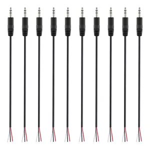 10 Pack Replacement 3.5mm Male Plug to Bare Wire Open End TRS 3 Pole Stereo 1/8" 3.5mm Plug Jack Connector Audio Cable for Headphone Headset Earphone Cable Repair