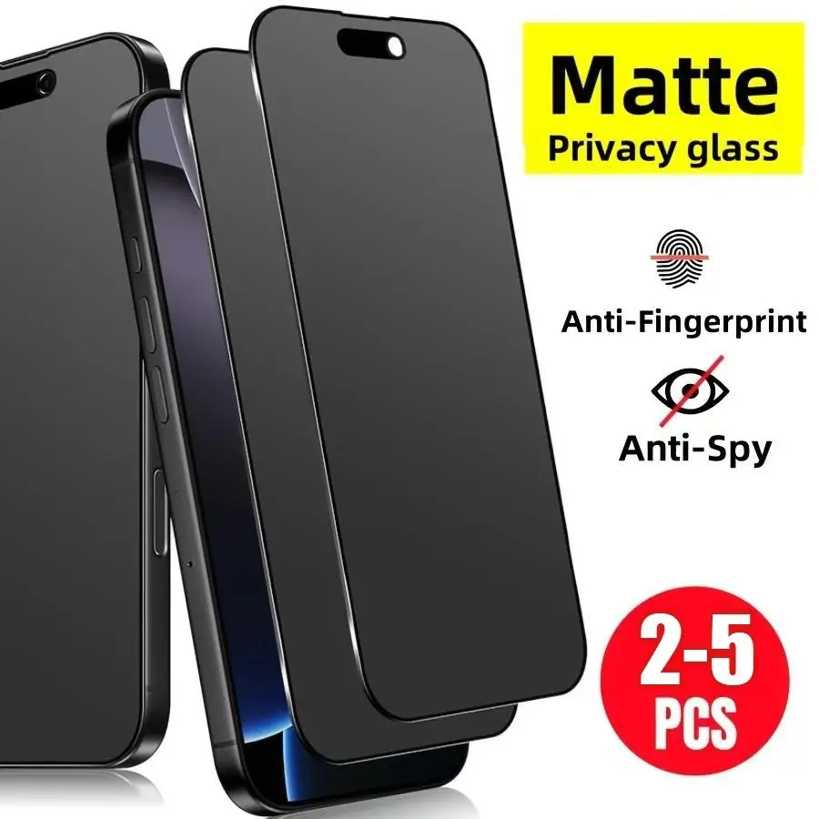 Matte Privacy Protections Glass Screen Protectors Compatible With iPhone 17 Pro Max/16 Pro Max/15 Pro Max/Air/17/16/16e/15/14/13/12/11/Plus/Mini/XS Max/X, 9H Anti-Peeping Matte Tempered Glass, Anti-Fingerprint Anti-Spy glass, Anti-Scratch Accessories