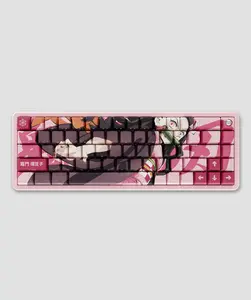 Demon Slayer Kimetsu No Yaiba Nezuko Full Art PBT Dye Sublimation Keycaps for Mechanical Gaming Keyboards, Cherry MX Switches, Custom Side Print, ANSI ISO Support, US Layout - Officially Licensed