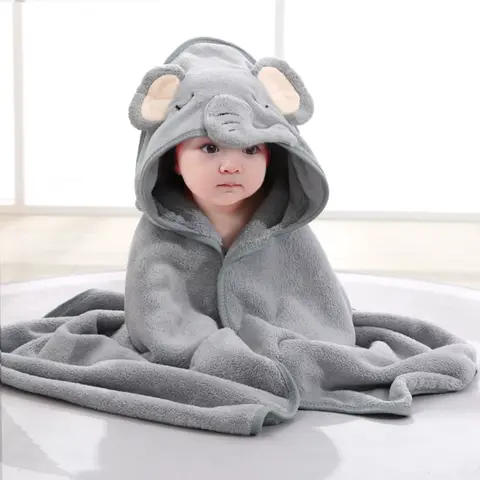 Hooded Bath Towels for Babies - Unisex Ultra-Soft Microfiber Deer Animal Design Poncho, 31.5in x 105cm Multi-Functional Absorbs Water Newborn Baby Stuff Bath Wrap Robe