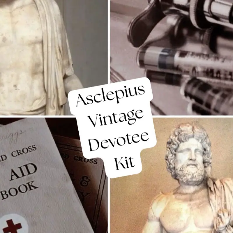Asclepius Worship Vintage Bundle, Vintage Witchcraft Tools, Hellenic Witch Altar Bundle, Beginner Deity Work Kit, Pagan Witch Health God
