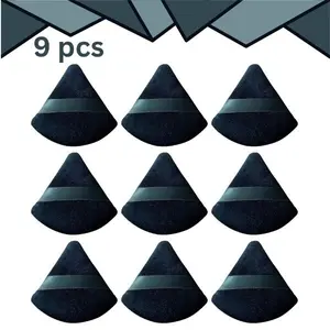 9 Pcs Triangle Powder Puff Set – Soft Makeup Sponge for Face, Loose Powder, Foundation & Setting Powder, Velour Cosmetic Puffs for Flawless Makeup Application