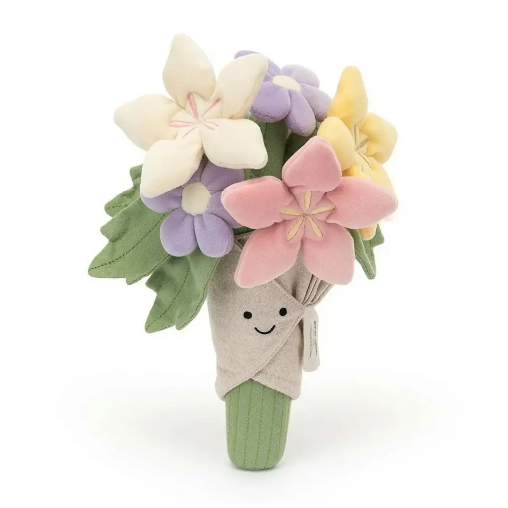 JellyCat Soft Amuseables Rose Plush Flower Bouquet Toy for Kids Loved Ones Cute Gift US Soft Plush Material Pastel Bloom Design Ideal for Special Occasions Christmas Gift Idea for Kids
