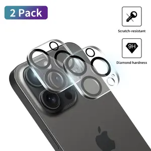 Camera Lens Protector for iPhone 15 Pro 6.1inch/15 Pro Max 6.7inch Accessories camera screen Cover 9H Glass Unbreakable Protection Case Friendly