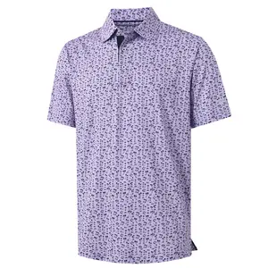 MAELREG Men's Fashion Polo Shirts Stretch Performance Golf Shirts Casual Tops Graffiti Lapel T-Shirts Creative Menswear Shortsleeve Mint Seaside Palm