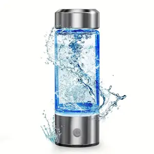 Portable Alkaline Water Ionizer Bottle - Borosilicate Glass Rechargeable Design for Home Travel Office, Alkaline Water Generator System