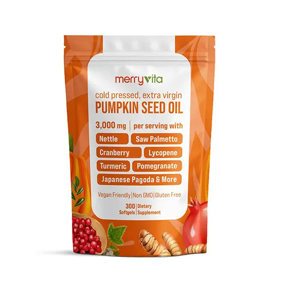 Pumpkin Seed Oil with Saw Palmetto, Turmeric & Nettle, 3000mg per Serving, Cold-Pressed Extra Virgin Formula, Supports Prostate, Urinary Tract, Bladder & Men's Wellness, Non-GMO, 300 Softgels