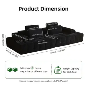 Boneless Couches for Living Room Modern Modular Sectional Sofa with Oversized Chaise Deep Seat High-Density Memory Foam No Assembly Required 2 Packages Shipping