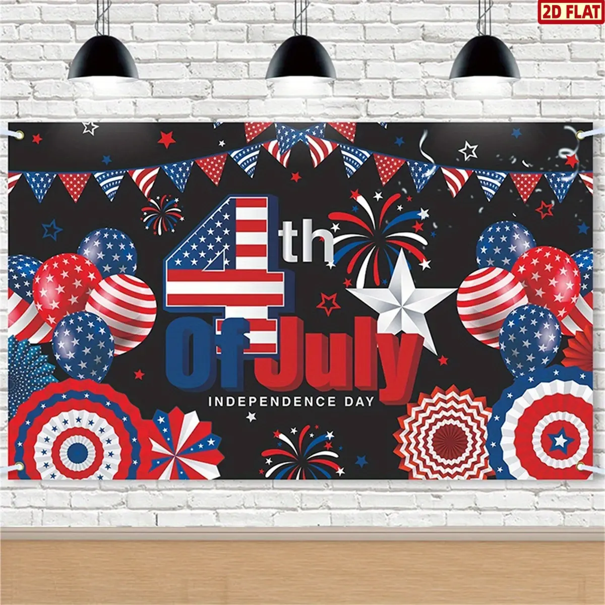 2D Flat Banner, Wall Decor Banner, 1pc On July 4th, the Party held banners, letters, balloons, printed patriotic backgrounds, and favored Independence Day decorations. The fabric material was reusable