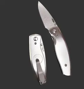 TRM Neutron 2 Folding Knife – 3" CPM 20CV Steel, Satin Titanium Handles - Locking Knife with Pocket Clip - Multipurpose Utility Knife for Cutting, Slicing & Daily Use - Made in USA