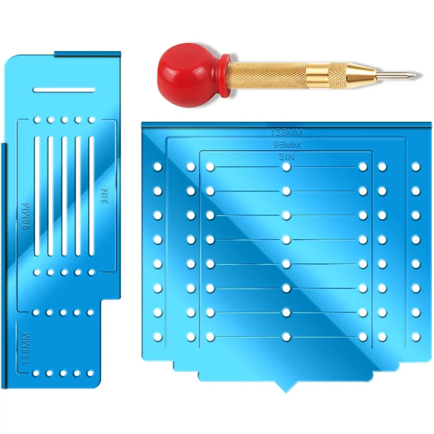 Cabinet Hardware Template, Cabinet Handle Template Tool - Cabinet Pull/Knob Template for Cabinet Hardware, Cabinet Template for Handles and Pulls with Center Punch.