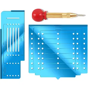 Cabinet Hardware Template, Cabinet Handle Template Tool - Cabinet Pull/Knob Template for Cabinet Hardware, Cabinet Template for Handles and Pulls with Center Punch.