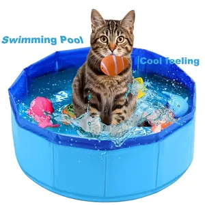 Cat Dog Pool Toy with Fish, Portable Pet Pool Toy, Including 1pc Foldable Design Cat Water Toy Fence + 6pcs Floating Fish Toys, Pet Water Toys for Indoor Use, Self Play Pet Toys, Funny Interactive Cat Toys, Indoor Pet Bathing Pool