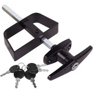 Shed Door Latch T-Handle Lock Kit with 5 Keys, 4.5" Stem Storage Barn Shed Door Hardware Lock Set for Playhouses, Chicken Coops, Camper Black