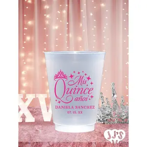 Personalized Quinceanera Cups: Mis Quince Custom Frosted Cups