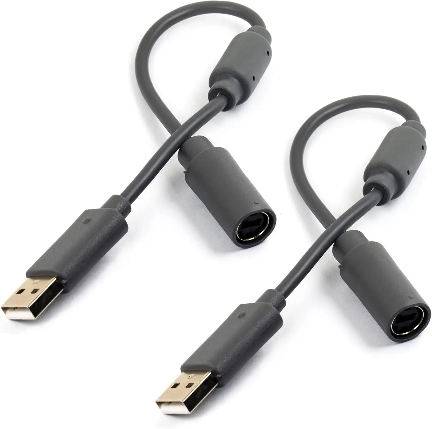 2pcs Gray USB Breakaway Cord, Dongle Adapter Extension Cable Replacement for Xbox 360 & Slim Wired Controllers