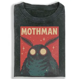 Mothman Unisex Vintage Crew Neck Casual Comfort T-Shirt - Breathable Short Sleeve Cotton Fabric Top for Fashion Men & Women Daily Wear - Embrace the Legend!091104 ,Oversized Streetwear Tshirt
