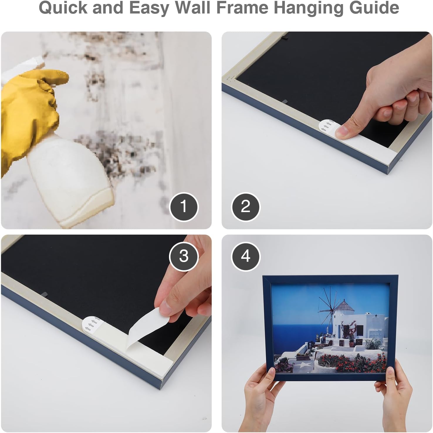 Removable Picture Hanging Strips Nail-Free Double Sided Adhesive Strips No Damage Wall Mount for Frames Hook & Loop All-in-one Heavy Duty