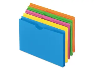 Glow Poly File Jacket, Letter, Polypropylene, Assorted, 5/pack