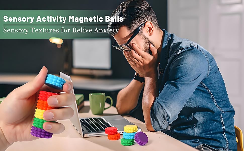 Silicone Magnetic Stress Balls, 6 Pack Pain Stim Fidget Toys Adults & Teens, Sensory Toys for Kids with Autism ADHD with Storage Box, Stress Relief & Focus Handheld Roller for Office Travel Classroom(color) Silicone Magnetic Stress Balls, 6 Pack Pain Stim Fidget Toys Adults & Teens, Sensory Toys for Kids with Autism ADHD with Storage Box, Stress Relief & Focus Handheld Roller for Office Travel Classroom(color)