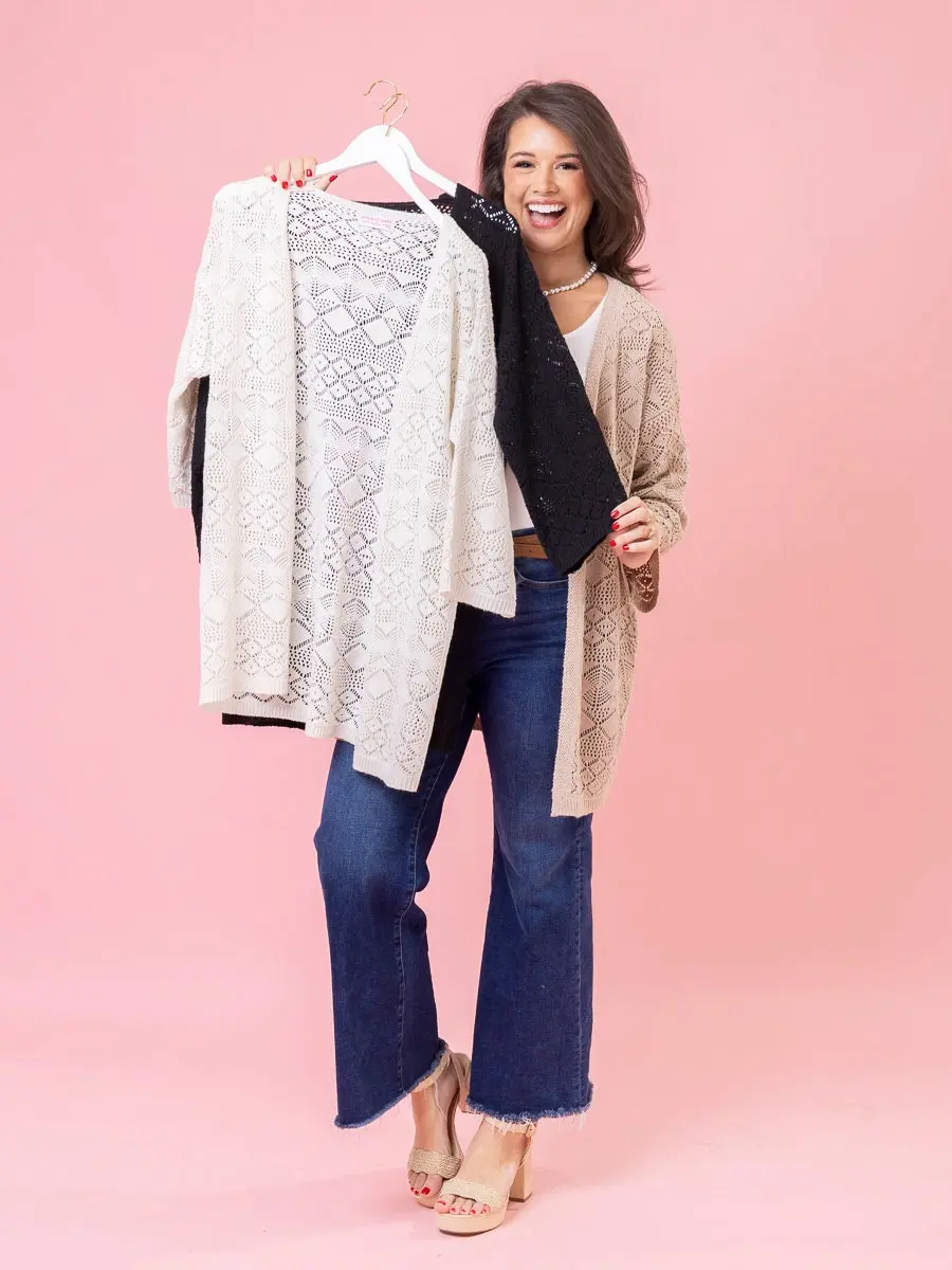 Open Front Crochet Cardigan by DD Design | S-3XL