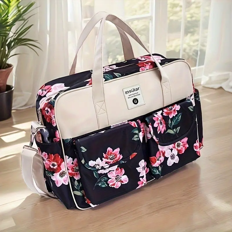 Insular Fashion One Shoulder Crossbody Handbags for Moms Waterproof Large Capacity Multifunctional Mother and Baby Diaper Bag Maternity Package