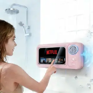 Waterproof Bluetooth-compatible Speaker with 360° Rotating Touch Screen, Shower TV-like Phone Mount for Video Viewing, Music & Bath Time in Bathroom, Kitchen & Pool, Waterproof Wireless Speaker