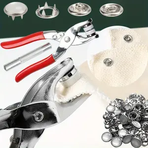100Set Leather Snap Kits 10mm Metal Snap Kit Stainless Steel Band 1 Snap Installation Tools & Pliers For Sewing Garments, Bracelets, Jackets, Bag Belts, DIY Crafts - Home Improvement.