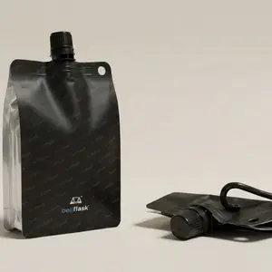 BellFlask - (Pack of 3, Matte Black) 15 oz. Plastic Flask, Patented, Flexible, Metal-Free, Reusuable, BPA-Free with Carabiner Clip and Filling Funnel Reuse Beverage