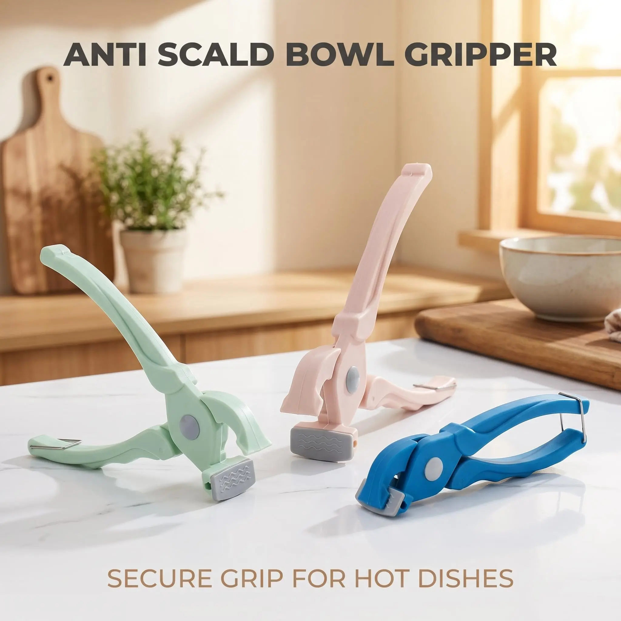 Stainless Steel Anti-Scald Plate Lifter – Non-Slip Kitchen Bowl and Plate Tongs, Pot Holder Clamp, Casserole and Steaming Dish Lifter for Household Use