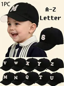 1PC  A-Z Letter Design Kids Baseball Cap, Adjustable Snapback Sun Protection Sun Hats for Boys & Girls, Spring Fall Outdoor Peaked Hat