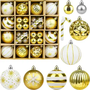 Gold and White Christmas Balls Ornaments 40Pcs Xmas Tree Decorations Shatterproof Christmas Ornaments Hanging Ball Ornament Dec