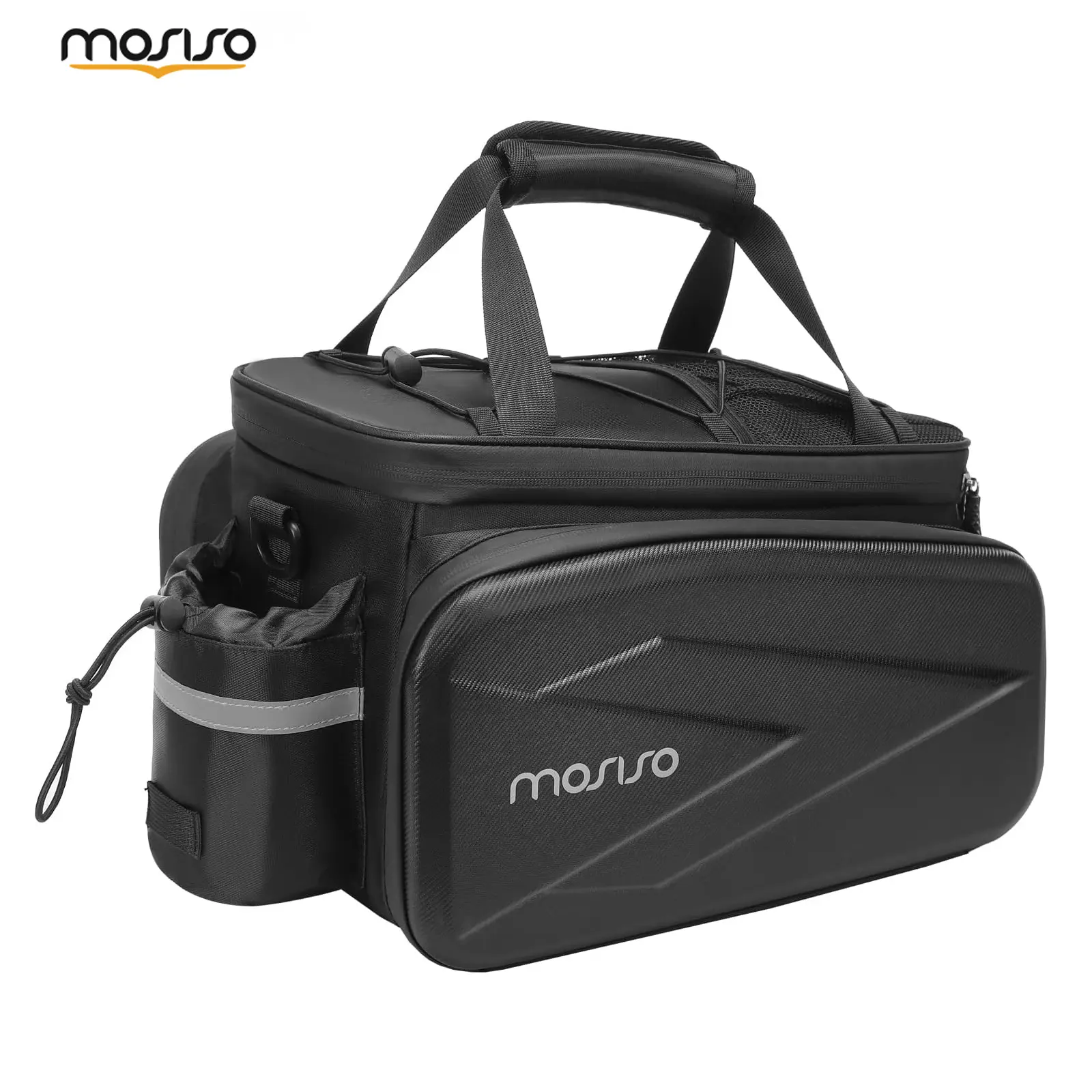 MOSISO Bike Rack Bag, 8L Bicycle Rear Rack Trunk Bag with Side Pannier Pockets, Cycling Storage Bag with Shoulder Strap for Commuting, Travel & Outdoor Riding, Black