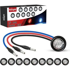 3/4 Inch Dual Color Marker Light 10PCS Red to Blue Brake Auxiliary Side Marker Clearance Indicator Bullet Lights 3 Plug Connector IP68 Waterproof for Trailer Truck Pickup Camper RV ATV UTV Van Bus