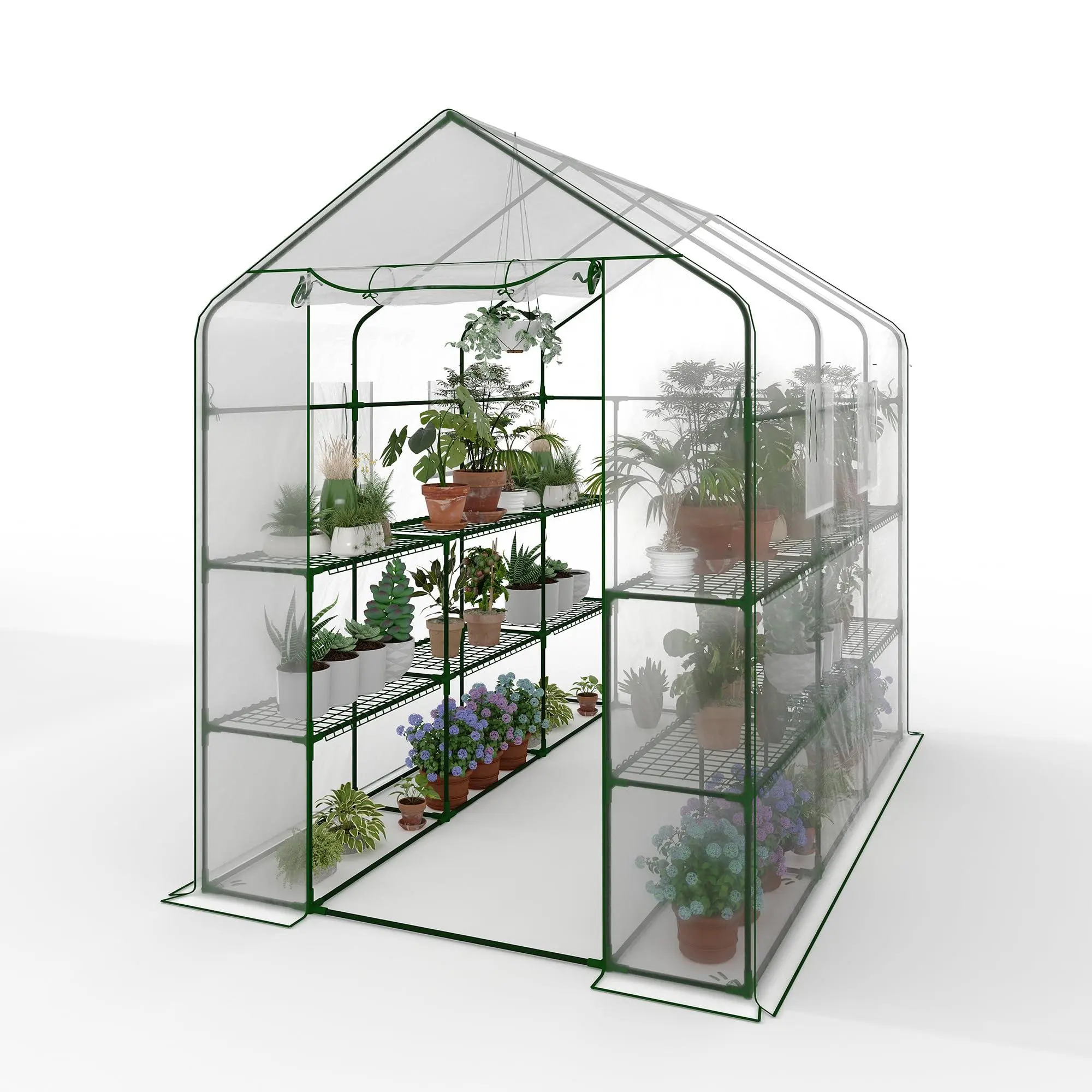 85"x56"x77" Heavy Duty Walk-in Greenhouse, 6 Shelves, UV-Resistant, Weatherproof Tent with Mesh Vents - Easy Assembly for Garden