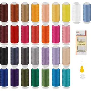 34 count Sewing Thread- 30 Vibrant Colors 500 Yards Thread for Sewing, All-Purpose Sewing Thread kit, Sewing Supplies for Hand Stitching Beginners, Quilting, DIY Crafts, Travel