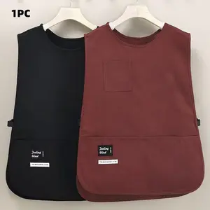 Solid Color Apron with Pocket, 1 Count Fashionable Breathable Apron, Kitchen Apron for Cooking, Household Apron for Kitchen, Coffee Shop, Kitchen Cooking Aprons