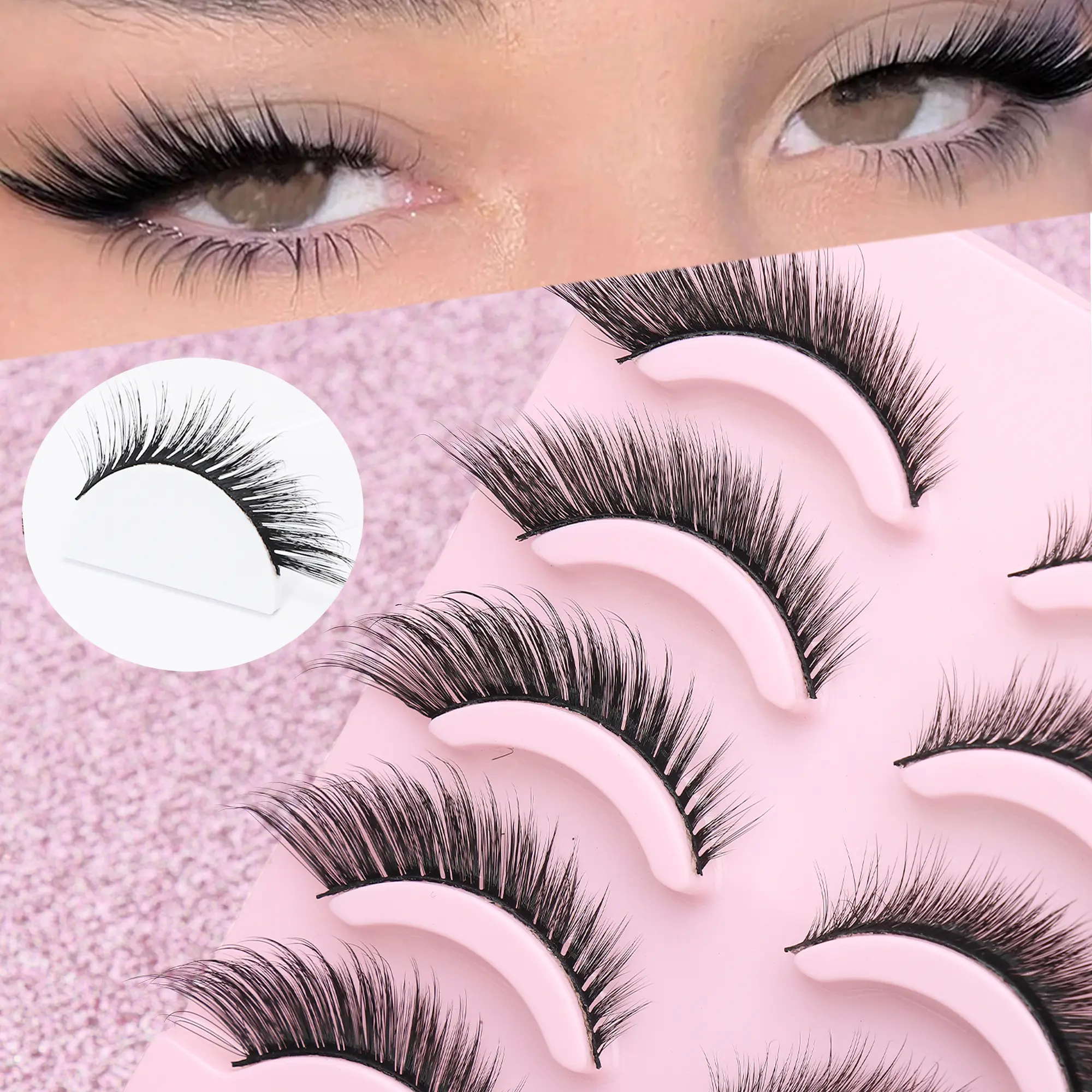 3D Natural Fox-Cat Eye Cluster False Eyelashes - 5 Pairs per 1-5 Boxes, Vanity Cosmetic Lash Extensions with Lengthened, Slim, Multi-Layered, Short-Dense Styles, Flawless for Weddings, Parties, Daily Wear