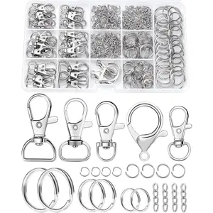 325PCS FIVEIZERO Keychain Making Kit - Keychain Clip with Key Ring, Lobster Claw Clasp, Swivel Snap Hook, Jumprings & Extender Chain for Crafts, DIY Projects & Purse Making Supplies
