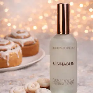 Blue Mist Botanicals Cinnabun Scented Room & Linen Spray - Aromatic Delight for Home Ambiance - Easy to Use Fragrance for Rooms and Linens