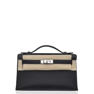 Pre-owned HERMÈS Leather tote bags Hermes Kelly Pochette Swift 89 Noir (cr0721a1)