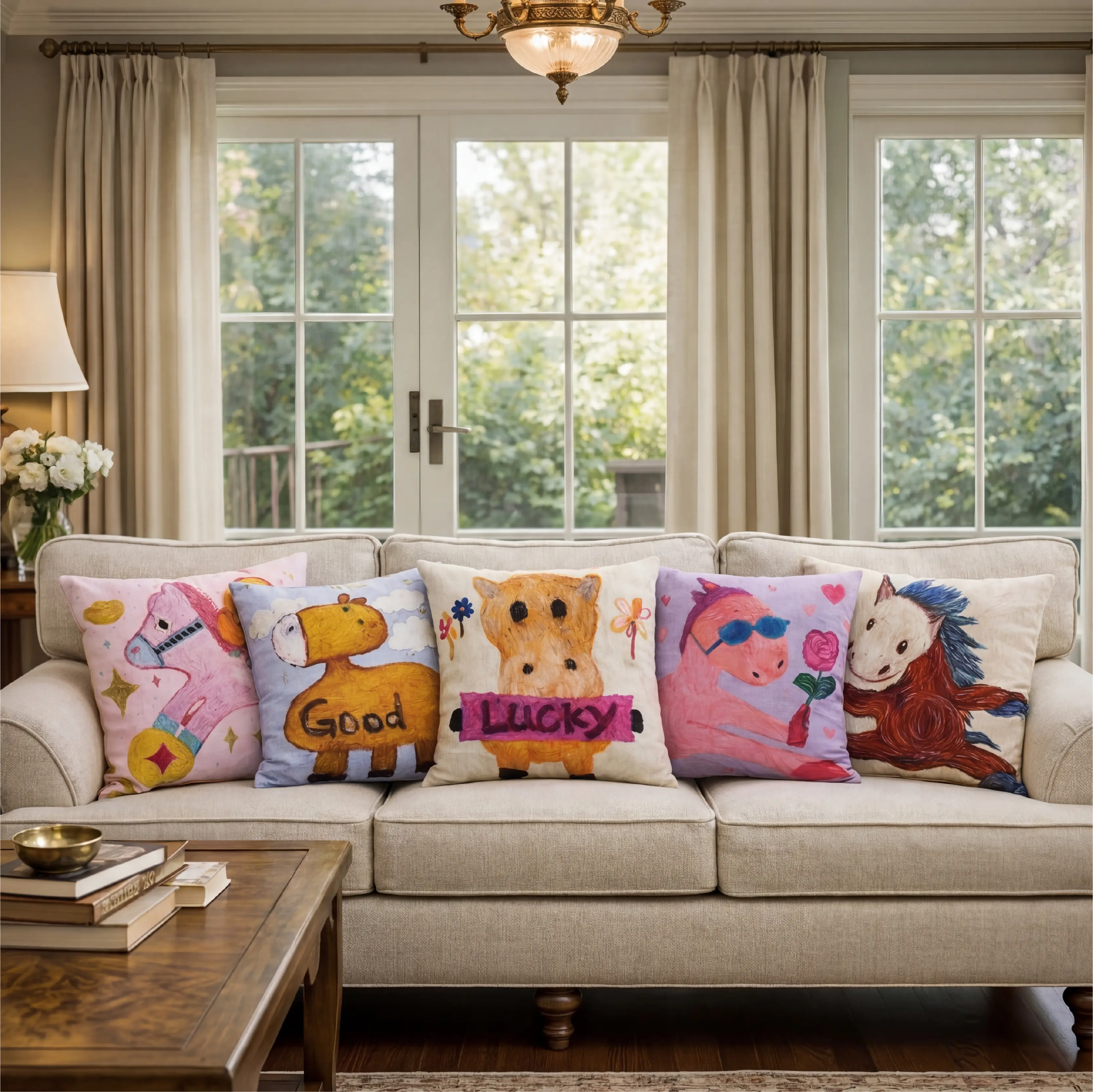【CozyDozy】Creative Painting Funny Pillow Cover (18x18 in), Abstract Art Print Home Decorative Cushion, Soft Decor Inspo Pillowcase for Bedroom Living Room (Pillowcase Only)