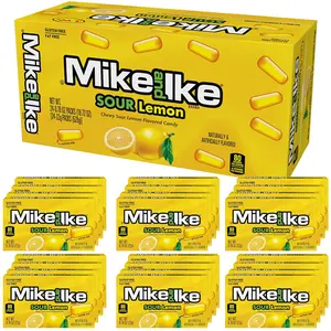 MIKE AND IKE Sour Lemon Chewy Fruit Candy, 0.78 oz Box (Pack of 24), Sugar-Sweetened Low Fat Natural Fruit-Flavored Yellow Vending Machine Snack with Strawberry & Corn Notes, Candy Variety